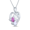 Thumbnail Image 3 of Heart-Shaped Lab-Created Opal, White & Pink Lab-Created Sapphire "15" Heart Necklace Sterling Silver 18"