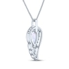 Thumbnail Image 4 of Pear-Shaped Lab-Created Opal & White Lab-Created Sapphire Angel Wing Drop Necklace Sterling Silver 18"