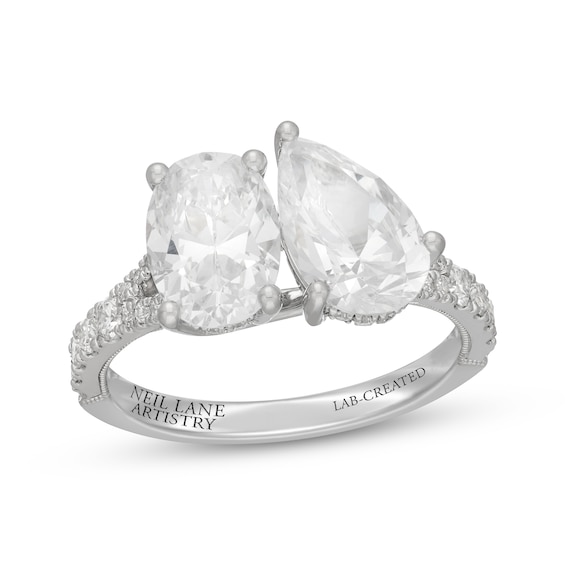 Neil Lane Artistry Oval-Cut & Pear-Shaped Lab-Grown Diamond Toi et Moi Engagement Ring 3-3/ ct tw 14K White Gold