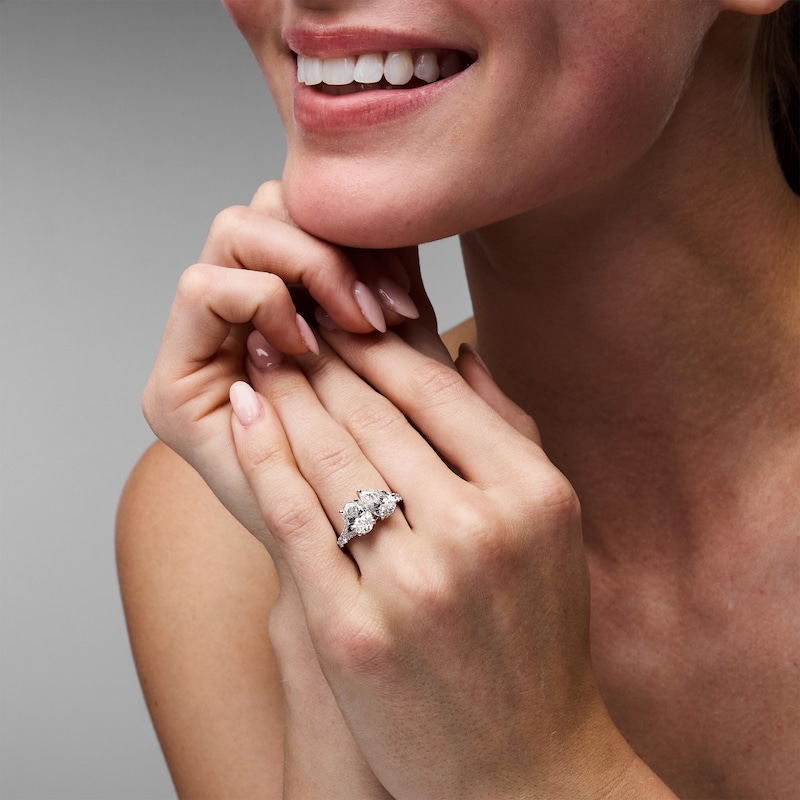 Main Image 4 of Neil Lane Artistry Oval-Cut & Pear-Shaped Lab-Grown Diamond Toi et Moi Engagement Ring 3-3/8 ct tw 14K White Gold