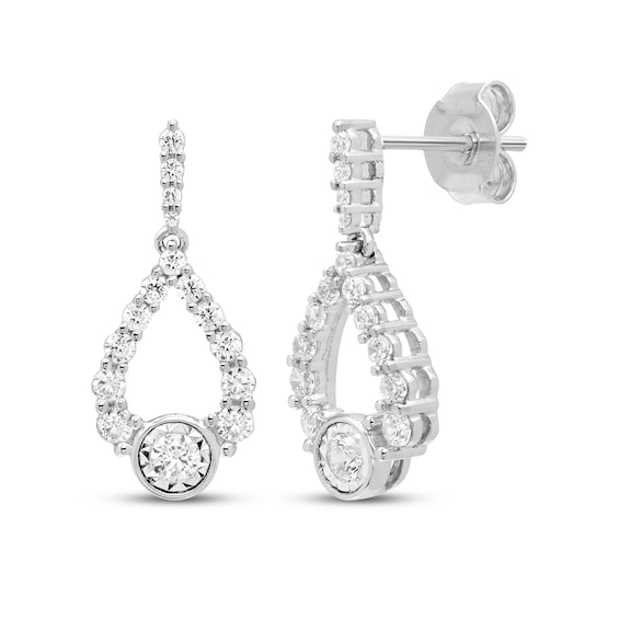 Diamond Teardrop Dangle Earrings 1/2 ct tw 10K White Gold