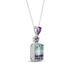 Thumbnail Image 2 of Emerald-Cut Fluorite, Iolite, Amethyst & White Lab-Created Sapphire Necklace Sterling Silver 18"
