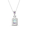 Thumbnail Image 3 of Emerald-Cut Fluorite, Iolite, Amethyst & White Lab-Created Sapphire Necklace Sterling Silver 18"