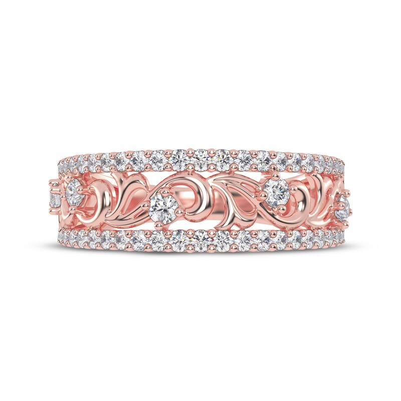 Main Image 3 of Diamond Baroque-Style Scroll Ring 1/2 ct tw 14K Rose Gold