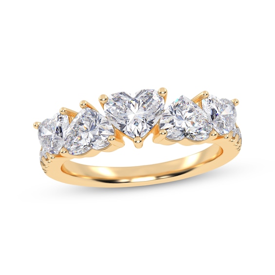KAY Lab-Grown Diamonds Heart-Shaped Alternating Ring 2 ct tw 14K Yellow Gold