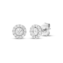 Diamond Halo Stud Earrings 1/4 ct tw 10K White Gold