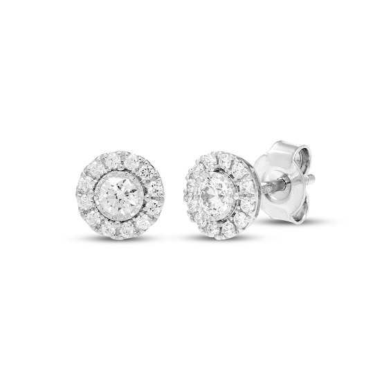 Diamond Halo Stud Earrings 1/4 ct tw 10K White Gold