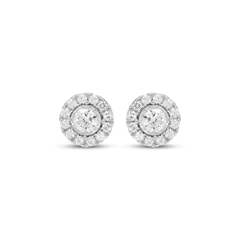 Main Image 2 of Diamond Halo Stud Earrings 1/4 ct tw 10K White Gold