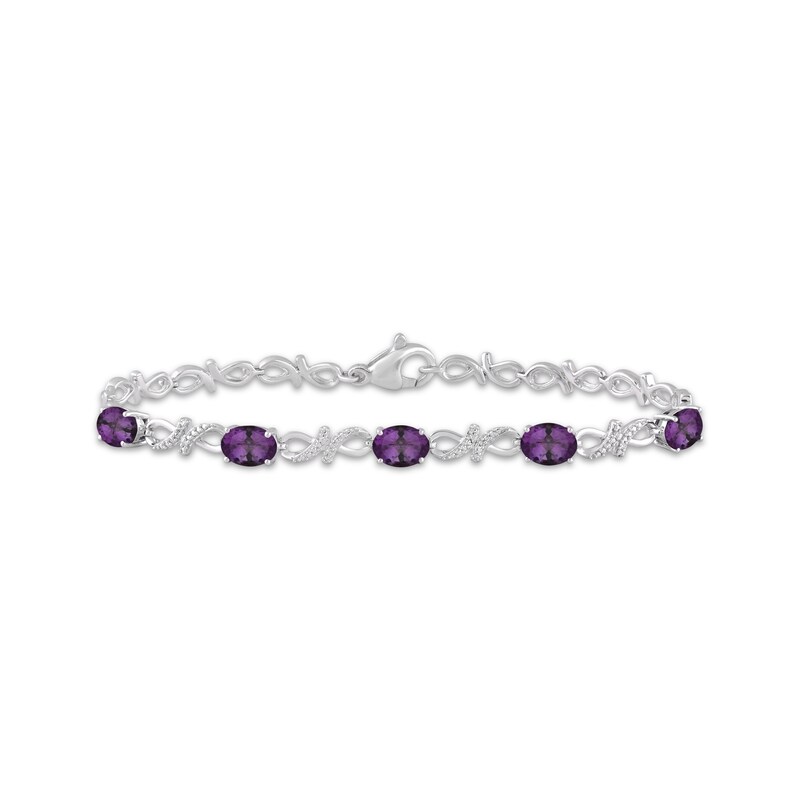 Sterling Silver Oval Gemstone Infinity Link Bracelets Sterling Silver Oval Gemstone Infinity Link Bracelets