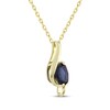Thumbnail Image 2 of Oval-Cut Natural Blue Sapphire Ribbon Necklace 14K Yellow Gold 18"