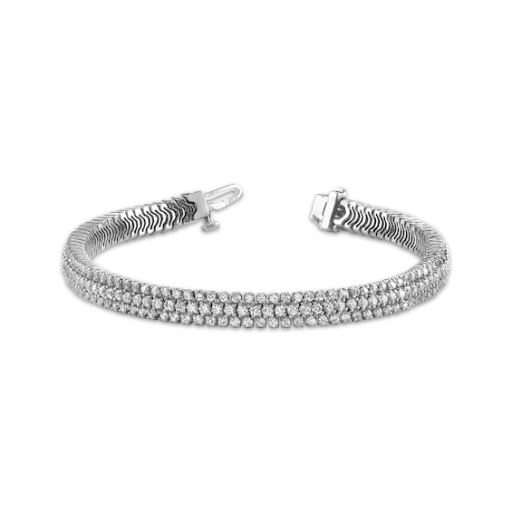Diamond Three-Row Tennis Bracelet 5 ct tw 14K White Gold 7"