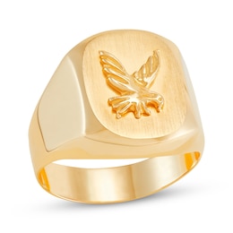 Men's Polished Eagle Signet Ring 10K Yellow Gold