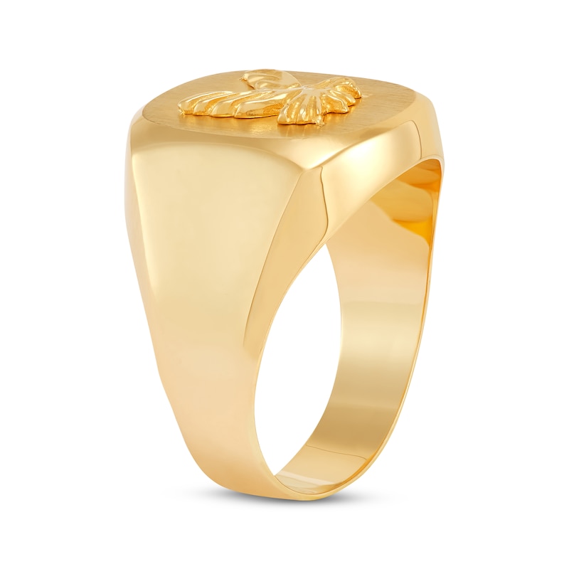 Main Image 2 of Men's Polished Eagle Signet Ring 10K Yellow Gold