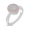 Thumbnail Image 2 of Multi-Diamond Oval Double Halo Ring 1/5 ct tw Sterling Silver & 10K Rose Gold