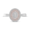 Thumbnail Image 3 of Multi-Diamond Oval Double Halo Ring 1/5 ct tw Sterling Silver & 10K Rose Gold