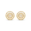 Thumbnail Image 2 of Men's Round & Baguette-Cut Diamond Halo Stud Earrings 3/8 ct tw 10K Yellow Gold