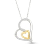 Thumbnail Image 1 of Diamond Loop Double Heart Necklace 1/10 ct tw Sterling Silver & 10K Yellow Gold 18"