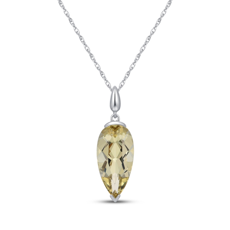 Main Image 1 of Pear-Shaped Lemon Quartz Necklace Sterling Silver 18"