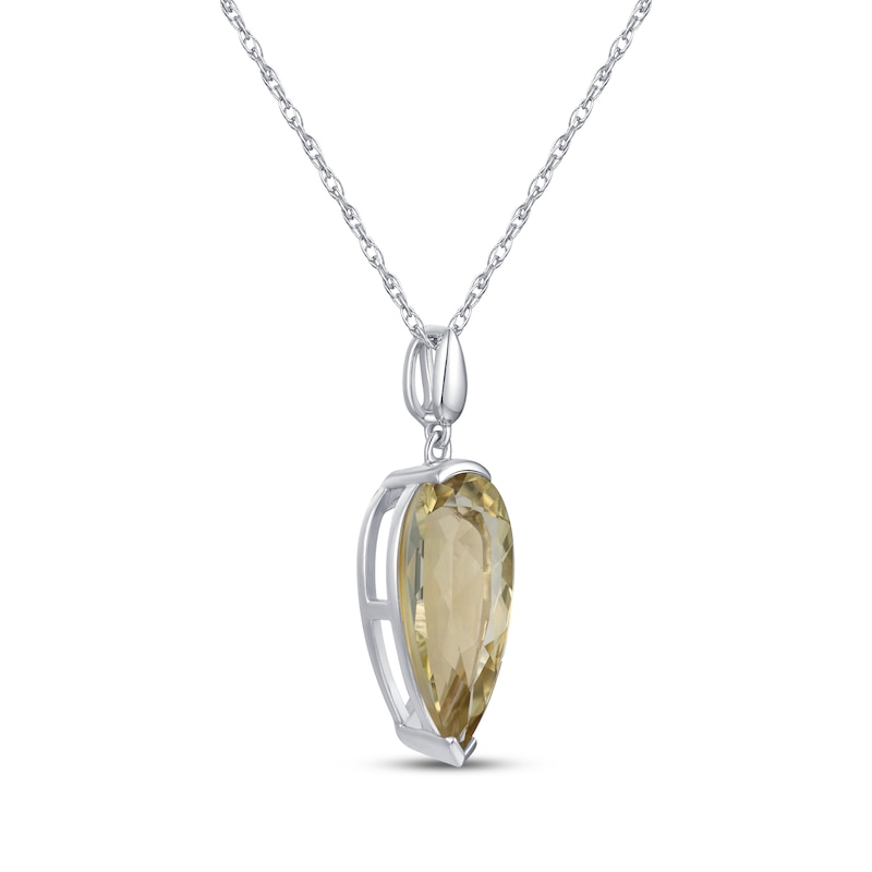 Main Image 2 of Pear-Shaped Lemon Quartz Necklace Sterling Silver 18"