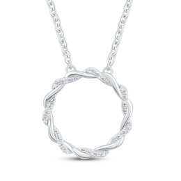 Diamond Twisted Circle Necklace 1/20 ct tw Sterling Silver 18"