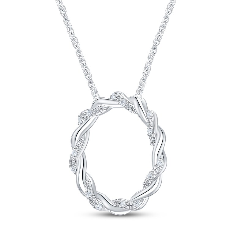 Main Image 2 of Diamond Twisted Circle Necklace 1/20 ct tw Sterling Silver 18"