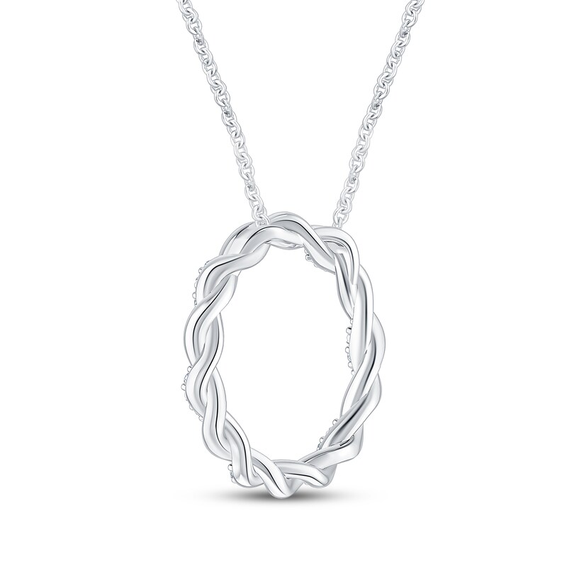 Main Image 3 of Diamond Twisted Circle Necklace 1/20 ct tw Sterling Silver 18"