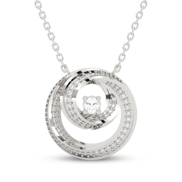 Diamond Circle Swirl Necklace 1/3 ct tw 10K White Gold 17.75"