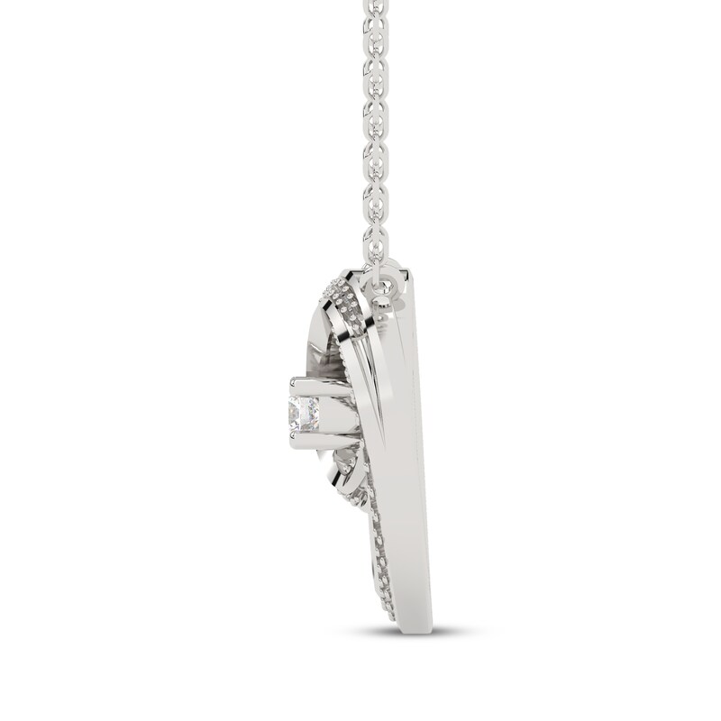 Main Image 2 of Diamond Circle Swirl Necklace 1/3 ct tw 10K White Gold 17.75"