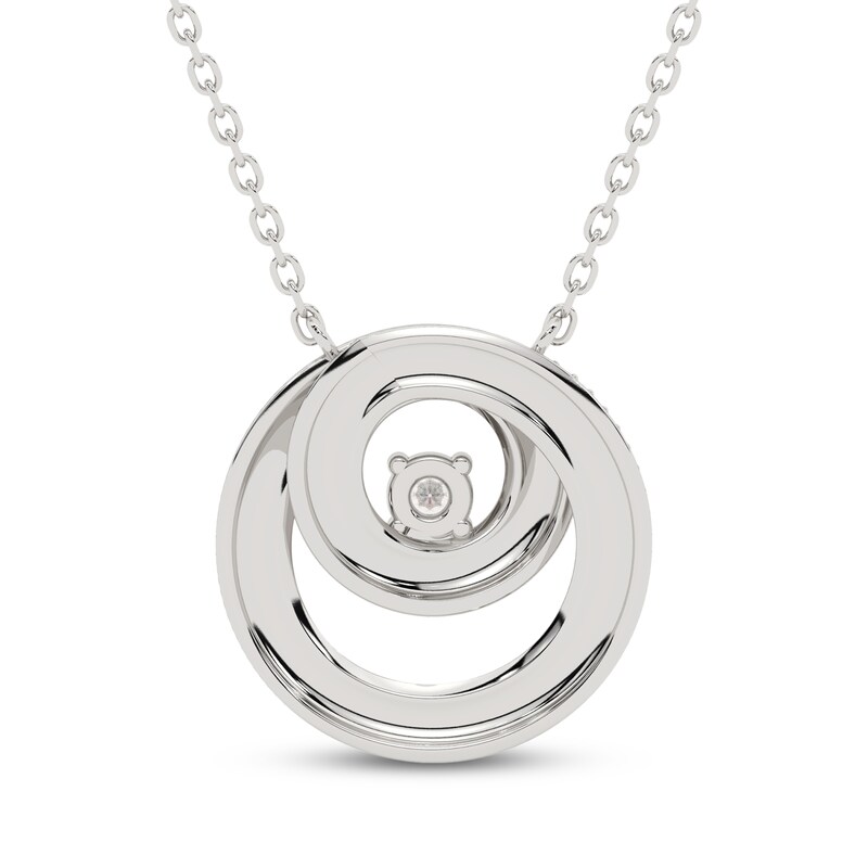 Main Image 3 of Diamond Circle Swirl Necklace 1/3 ct tw 10K White Gold 17.75"
