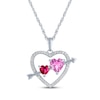 Thumbnail Image 2 of Pink & White Lab-Created Sapphire, Lab-Created Ruby Heart Necklace Sterling Silver 18"