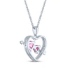 Thumbnail Image 4 of Pink & White Lab-Created Sapphire, Lab-Created Ruby Heart Necklace Sterling Silver 18"
