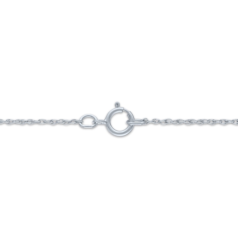 Main Image 5 of Pink & White Lab-Created Sapphire, Lab-Created Ruby Heart Necklace Sterling Silver 18"