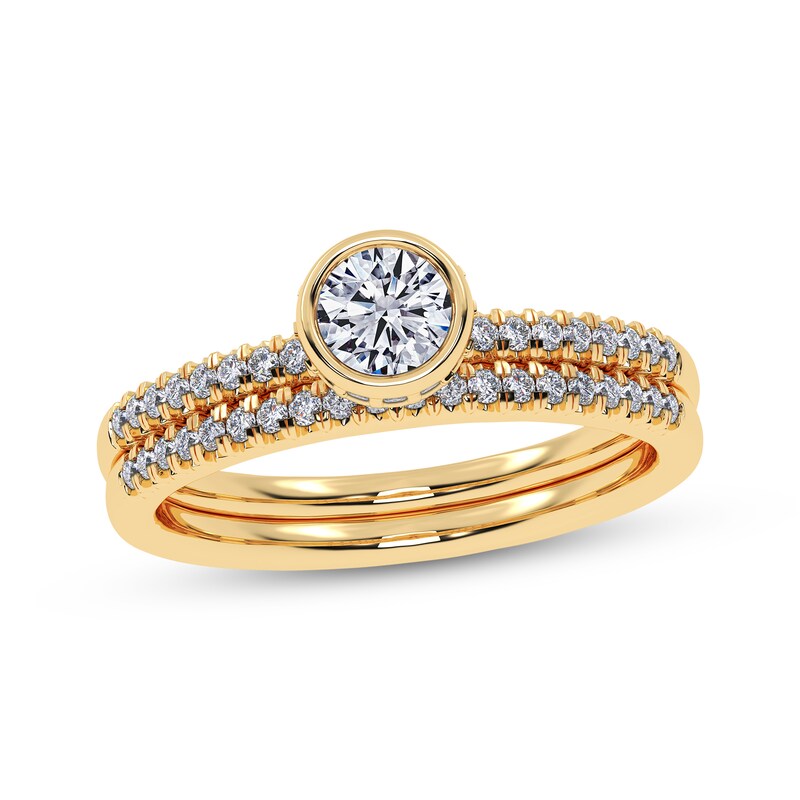 Main Image 1 of Adore Round-Cut Diamond Bezel-Set Bridal Set 1/2 ct tw 14K Yellow Gold