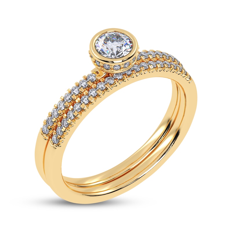 Main Image 2 of Adore Round-Cut Diamond Bezel-Set Bridal Set 1/2 ct tw 14K Yellow Gold