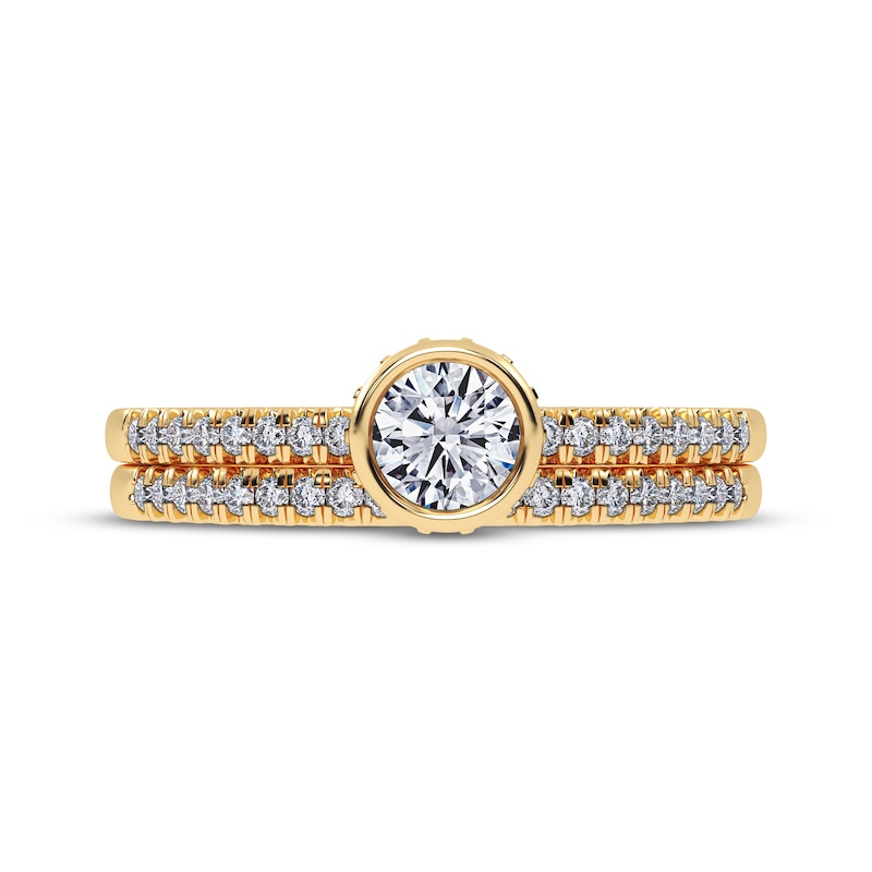 Main Image 3 of Adore Round-Cut Diamond Bezel-Set Bridal Set 1/2 ct tw 14K Yellow Gold