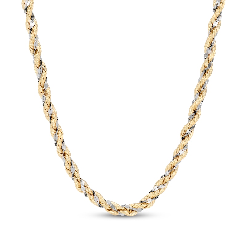 Main Image 1 of 4mm Rope & Mirror Chain Necklace Hollow 10K Two-Tone Gold 18"