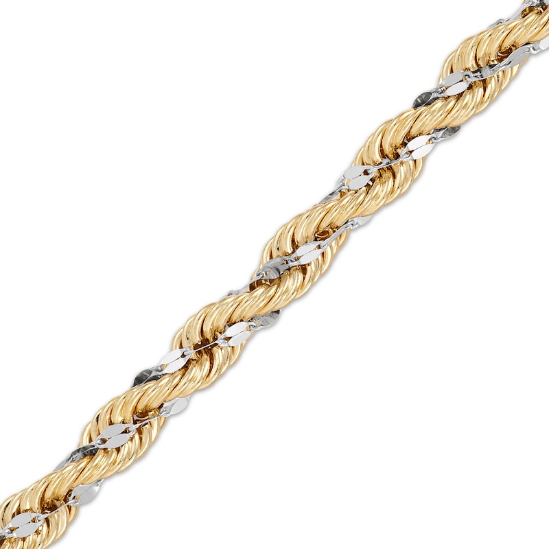 Main Image 2 of 4mm Rope & Mirror Chain Necklace Hollow 10K Two-Tone Gold 18"