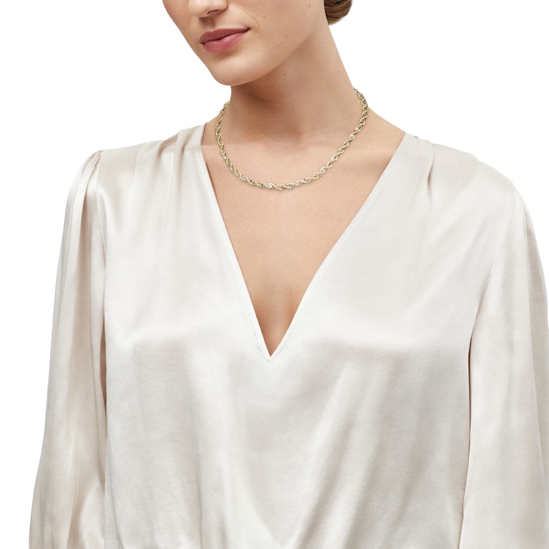 Main Image 4 of 4mm Rope & Mirror Chain Necklace Hollow 10K Two-Tone Gold 18"