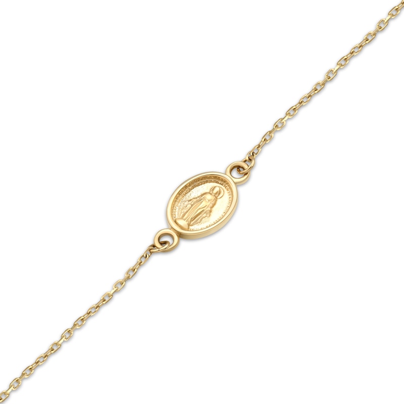 Main Image 3 of Children's Cross & Virgin Mary Charm Beaded Bracelet 14K Tri-Tone Gold 6"