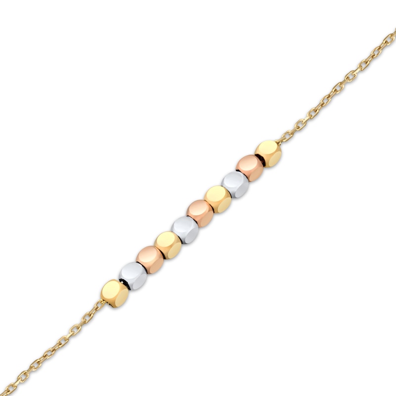 Main Image 4 of Children's Cross & Virgin Mary Charm Beaded Bracelet 14K Tri-Tone Gold 6"