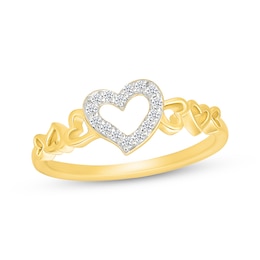 Diamond Hearts Ring 1/10 ct tw 10K Yellow Gold