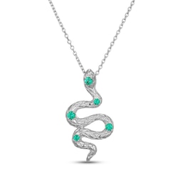 Lab-Created Emerald Snake Necklace Sterling Silver 18"