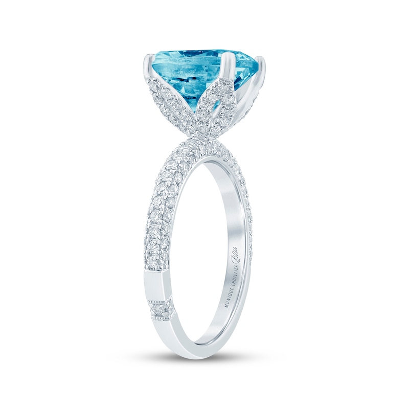 Main Image 2 of Monique Lhuillier Bliss Oval-Cut Blue & White Lab-Grown Diamond Engagement Ring 3-5/8 ct tw 18K White Gold