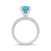 Thumbnail Image 3 of Monique Lhuillier Bliss Oval-Cut Blue & White Lab-Grown Diamond Engagement Ring 3-5/8 ct tw 18K White Gold