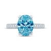 Thumbnail Image 4 of Monique Lhuillier Bliss Oval-Cut Blue & White Lab-Grown Diamond Engagement Ring 3-5/8 ct tw 18K White Gold
