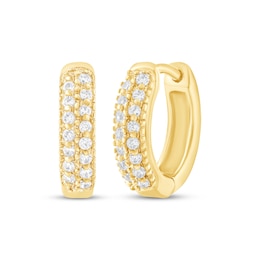 Diamond Two-Row Hoop Earrings 1/8 ct tw 10K Yellow Gold
