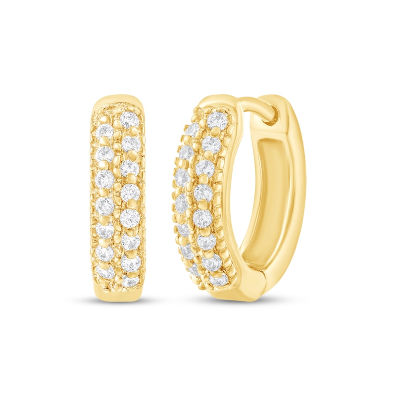 Main Image 1 of Diamond Two-Row Hoop Earrings 1/8 ct tw 10K Yellow Gold