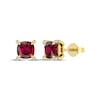 Thumbnail Image 1 of Cushion-Cut Lab-Created Ruby & Diamond Accent Stud Earrings 10K Yellow Gold