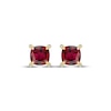 Thumbnail Image 2 of Cushion-Cut Lab-Created Ruby & Diamond Accent Stud Earrings 10K Yellow Gold