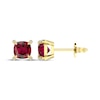Thumbnail Image 3 of Cushion-Cut Lab-Created Ruby & Diamond Accent Stud Earrings 10K Yellow Gold